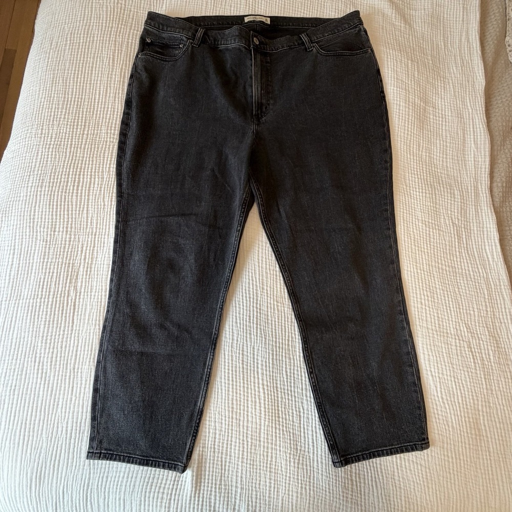Abercrombie & Fitch The Mom High Rise Jeans Plus Size 35 Black Wash Straight Leg